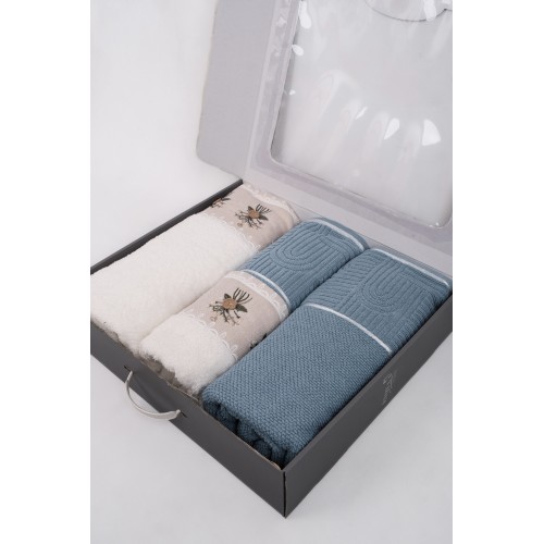 HAMAM TAKIMI LİNEN & KISMİ KADİFE 50X90 2 ADET 90X150 2 ADET